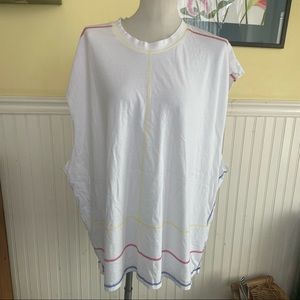 ASOS 6X plus size white muscle t-shirt with colorful stitching soft cotton